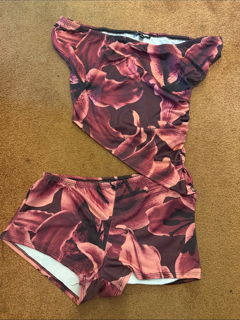 Fashion Nova Pink Rose Floral Two-Piece Sleep Set